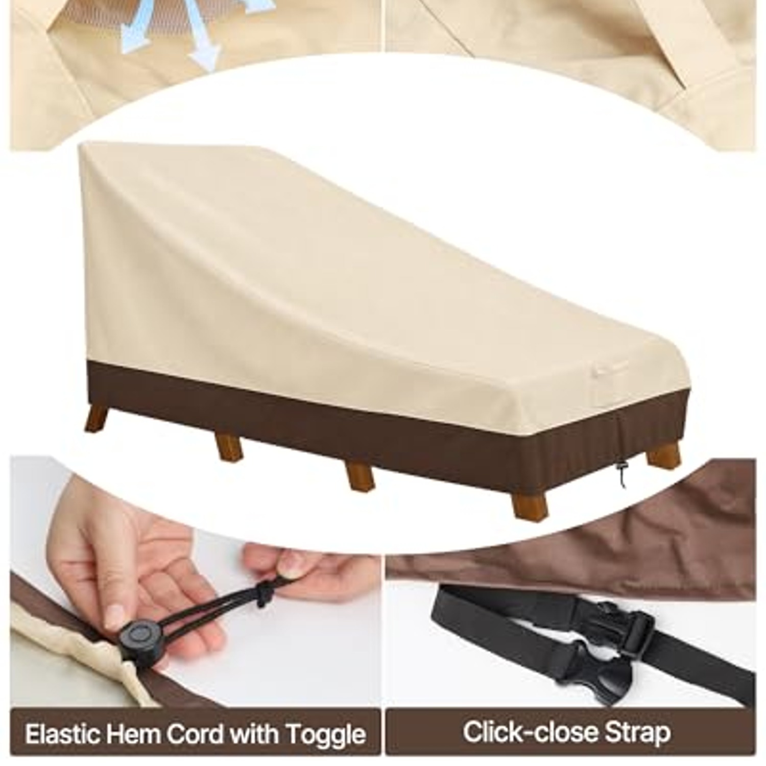 Waterproof Chaise Lounge Cover 2-Pack, 600D Oxford Patio Lounger Covers: image 4