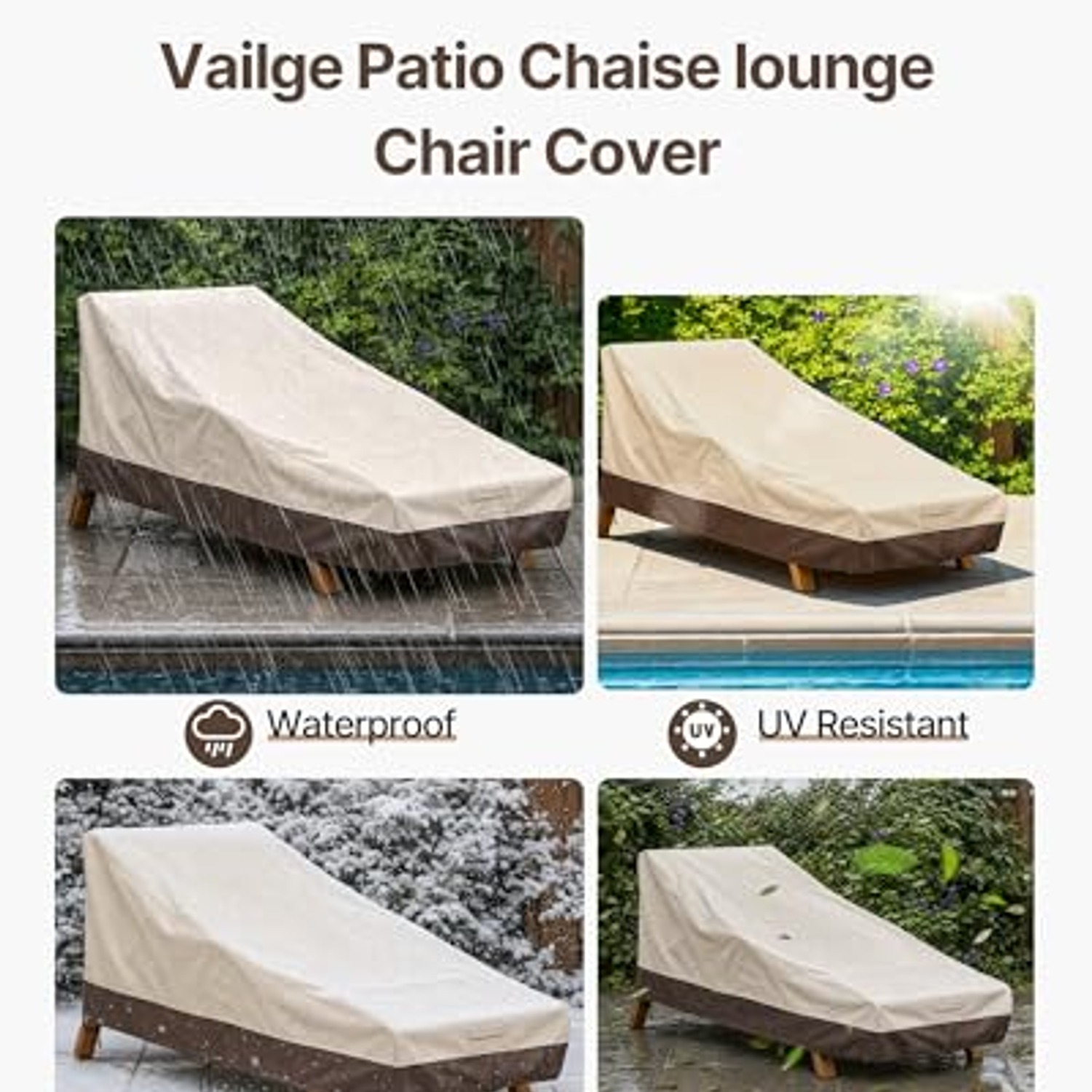 Waterproof Chaise Lounge Cover 2-Pack, 600D Oxford Patio Lounger Covers: image 6