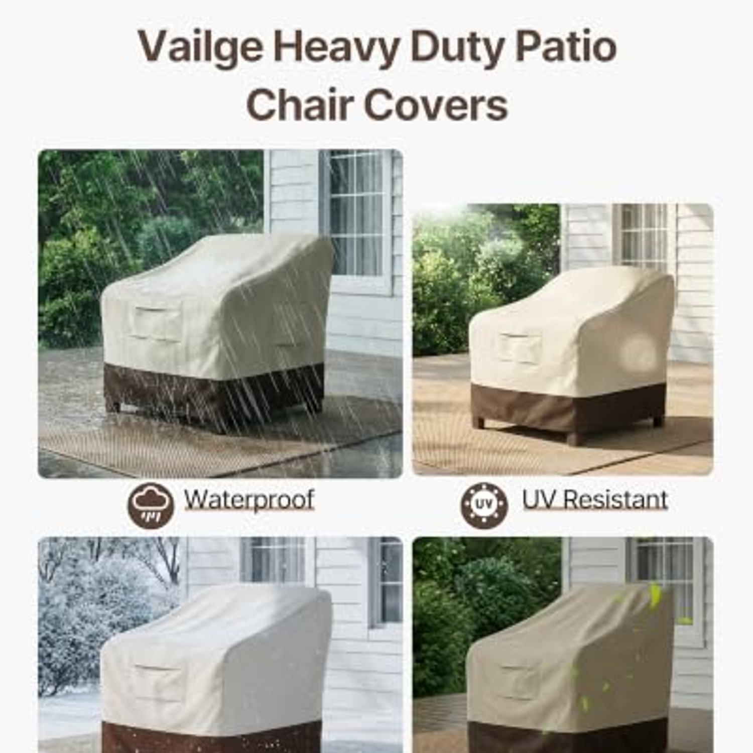 Vailge Waterproof Patio Dining Chair Covers (2 Pack, Large): image 6