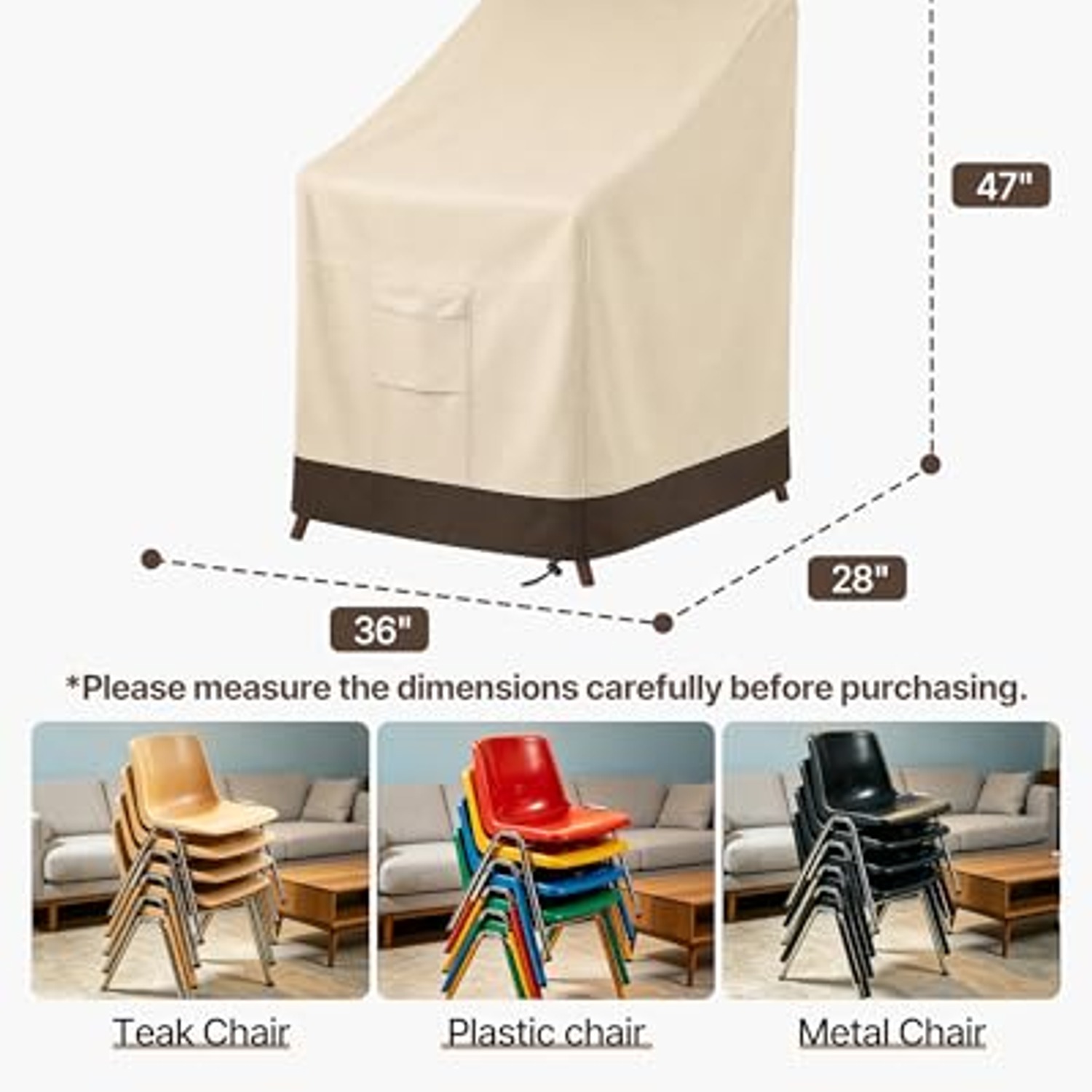 Stackable Patio Chair Cover (Fits 4-6 Stacked Chairs): image 2