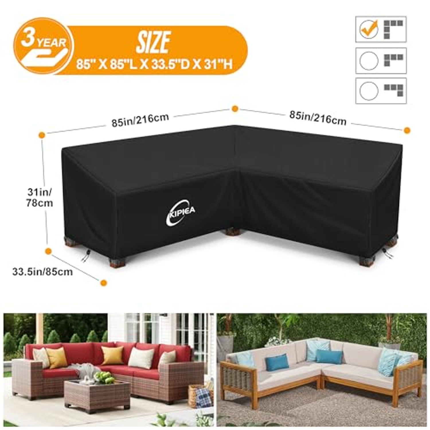 V Shaped Sectional Cover for Curved Outdoor Corner Sofas: image 2
