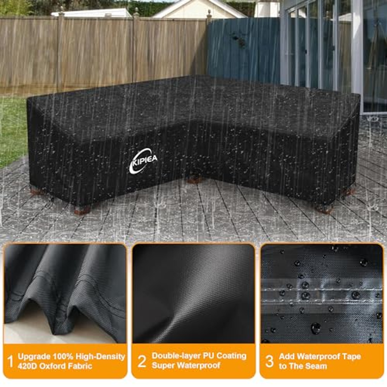 V Shaped Sectional Cover for Curved Outdoor Corner Sofas: image 3