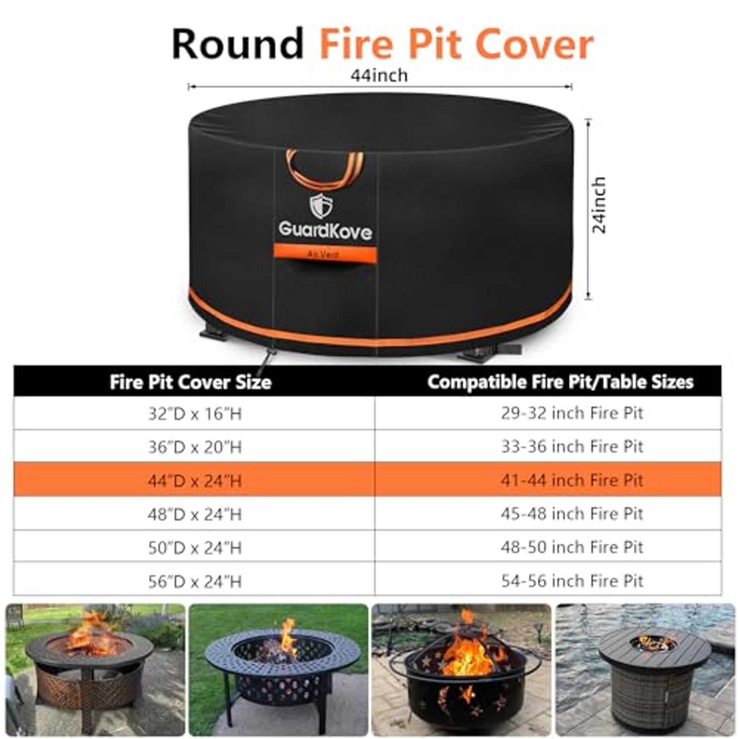 GuardKove 44 Inch Round Fire Pit Cover: image 2