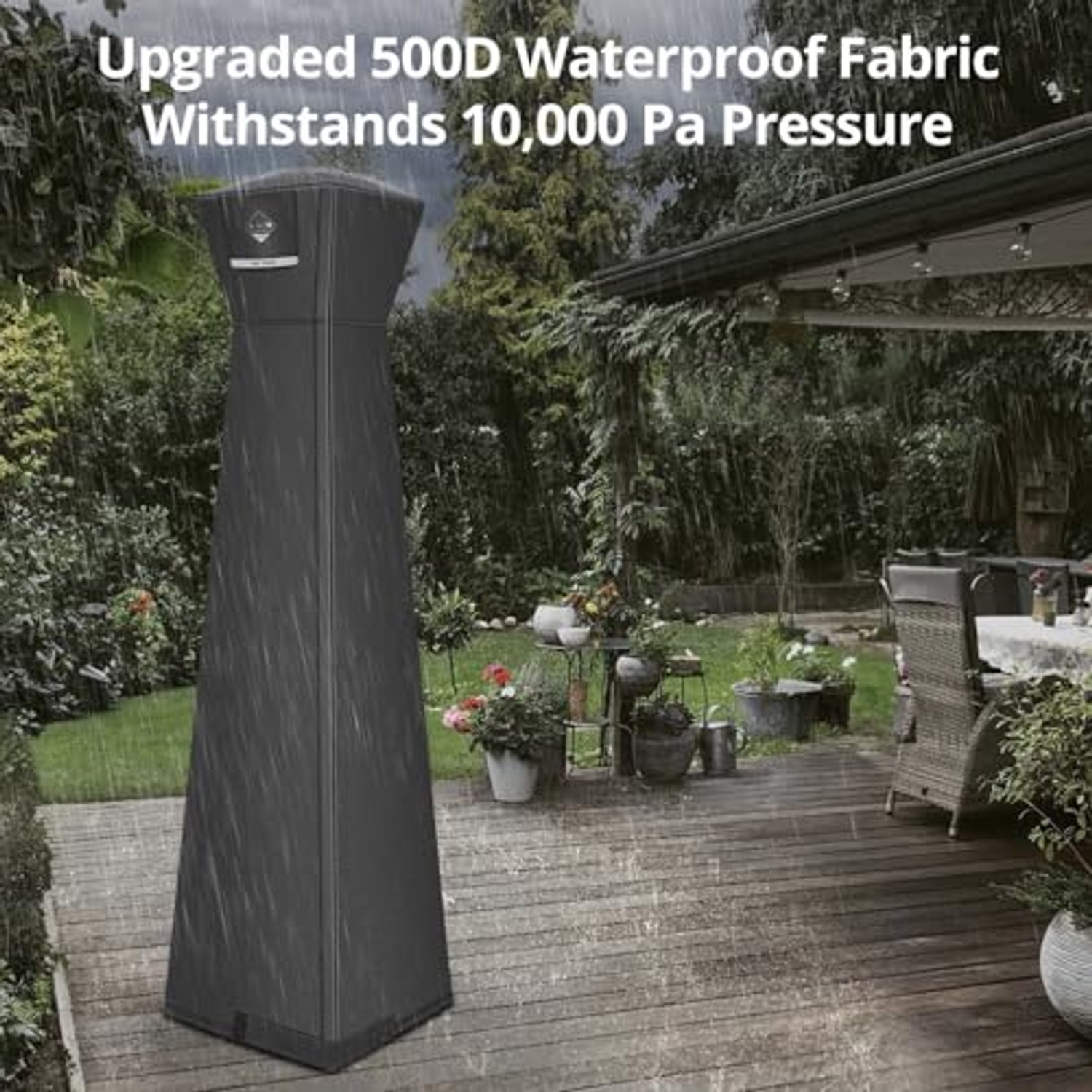 Pyramid Patio Heater Cover with Full-Length Zipper: image 3